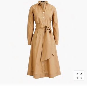 Tie-waist shirtdress in end-on-end cotton